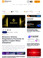 Binance Shares Regulatory Formula to Ignite Crypto Mass Adoption – Featured Bitcoin News