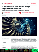 ETHZilla Launches Tokenized Jet Engine Lease Product - Coinspeaker