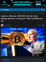 Gold vs. Bitcoin: Will BTC Be the Next Global Reserve Currency? Peter Schiff Says No