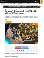 Strategy’s Bitcoin Stash Hits $73B with 638,985 BTC in Treasury