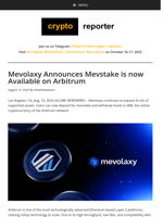 Mevolaxy Announces Mevstake is now Available on Arbitrum