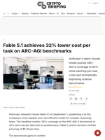 Fable 5.1 achieves 32% lower cost per task on ARC-AGI benchmarks