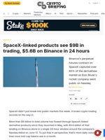 SpaceX-linked products see $9B in trading, $5.6B on Binance in 24 hours