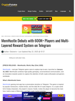MemHustle Debuts with 600K+ Players and Multi-Layered Reward System on Telegram