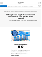 XRP Explodes if Crypto Market Hits $25T and Ethereum $28K, per Ark Invest Forecast