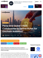 Peaq and Dubai VARA Collaborate to Define Rules for Onchain Robotics | Live Bitcoin News