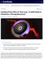 Cardano Price Hits a 5-Year Low—Is ADA Dead or Poised for a Strong Recovery?
