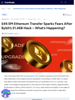 $49.5M Ethereum Transfer Sparks Fears After Bybit’s $1.46B Hack – What’s Happening?