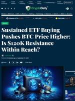 Sustained ETF Buying Pushes BTC Price Higher: Is $120K Resistance Within Reach? - Crypto Daily