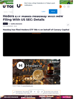 Hedera ETF Makes Headway With New Filing With US SEC: Details