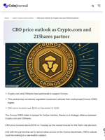 CRO price outlook as Crypto.com and 21Shares partner - CoinJournal