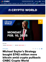Michael Saylor's Strategy bought $742 million more bitcoin amid crypto pullback: CNBC Crypto World
