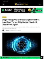 Dogecoin (DOGE) Price Exploded The Last Two Times This Signal Fired - It Just Fired Again - CoinCentral