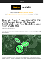Nexchain Crypto Presale Hits $8.9M With 100% Deposit Bonus, ETH Drops to $4200, LINK Holds Near $24.7: Best Long Term Crypto 2025