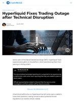 Hyperliquid Fixes Trading Outage after Technical Disruption
