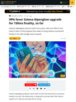 99% In Favor Of Solana Alpenglow Upgrade Lowering TX Finality