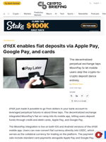 dYdX enables fiat deposits via Apple Pay, Google Pay, and cards