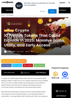 10 Presale Tokens That Could Explode in 2025: Massive Gains, Utility, and Early Access | Live Bitcoin News