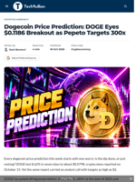Dogecoin Price Prediction: DOGE Eyes $0.1186 Breakout as Pepeto Targets 300x - TechBullion