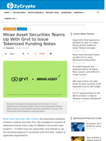 Mirae Asset Securities Teams Up With Grvt to Issue Tokenized Funding Notes
