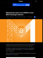 Metaplanet spent over $45M to lose $1B investing in bitcoin