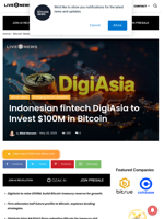 Indonesian fintech DigiAsia to Invest $100M in Bitcoin | Live Bitcoin News