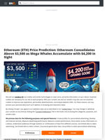 Ethereum (ETH) Price Prediction: Ethereum Consolidates Above $3,500 as Mega Whales Accumulate with $4,200 in Sight - Brave New Coin