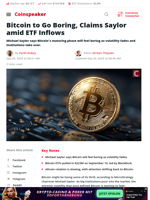 Bitcoin to Go Boring, Claims Saylor amid ETF Inflows - Coinspeaker