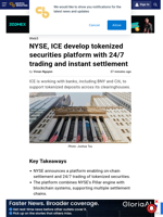 New York Stock Exchange develops tokenized securities platform