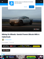 Mining On Wheels: Gemini Powers Bitcoin With A Cybertruck