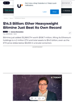 $14.5 Billion: Ether Heavyweight Bitmine Just Beat Its Own Record - U.Today