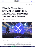 Ripple Transfers $477M in XRP—Is a Major Deal Brewing Behind the Scenes?