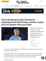 Kevin De Bruyne looks forward to enjoying fourth World Cup, and his crypto ties run deeper than you think