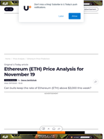 Ethereum (ETH) Price Analysis for November 19 - U.Today
