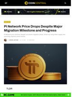 Pi Network Price Drops Despite Major Migration Milestone and Progress - CoinCentral