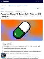 Pump.fun Plans $1B Token Sale, Aims for $4B Valuation