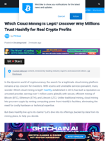 Which Cloud Mining Is Legit? Discover Why Millions Trust Hashfly for Real Crypto Profits | Bitcoinist.com