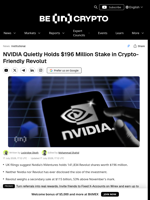 NVIDIA Quietly Holds $196 Million Stake in Crypto-Friendly Revolut