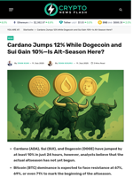 Cardano Jumps 12% While Dogecoin and Sui Gain 10%—Is Altseason Here?