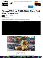 Bitcoin (BTC) up 3,900,000% Since First Ever TV Mention