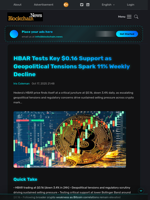 HBAR Tests Key $0.16 Support as Geopolitical Tensions Spark 11% Weekly Decline - Blockchain.News