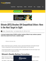 Bitcoin (BTC) Brushes Off Geopolitical Jitters: Here Is the Next Target in Sight