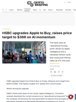 HSBC upgrades Apple to Buy, raises price target to $366 on AI momentum