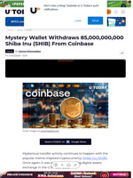 Mystery Wallet Withdraws 85,000,000,000 Shiba Inu (SHIB) From Coinbase