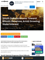 South Dakota Moves Toward Bitcoin Reserves Plan US