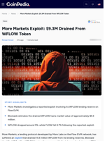 More Markets Exploit: $9.3M Drained From WFLOW Token