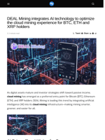 DEAL Mining integrates AI technology to optimize the cloud mining experience for BTC, ETH and XRP holders - Visionary Financial