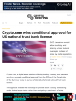 Crypto.com wins conditional approval for US national trust bank license