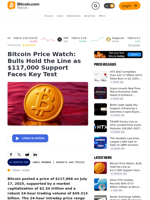 Bitcoin Price Watch: Bulls Hold the Line as $117,000 Support Faces Key Test – Markets and Prices Bitcoin News