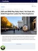 XRP and BNB May Rally Hard, Yet Ozak AI’s 2026 Projection Looks Far More Explosive